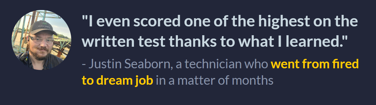 Justin Seaborn — scored highest on written test, went from fired to dream job