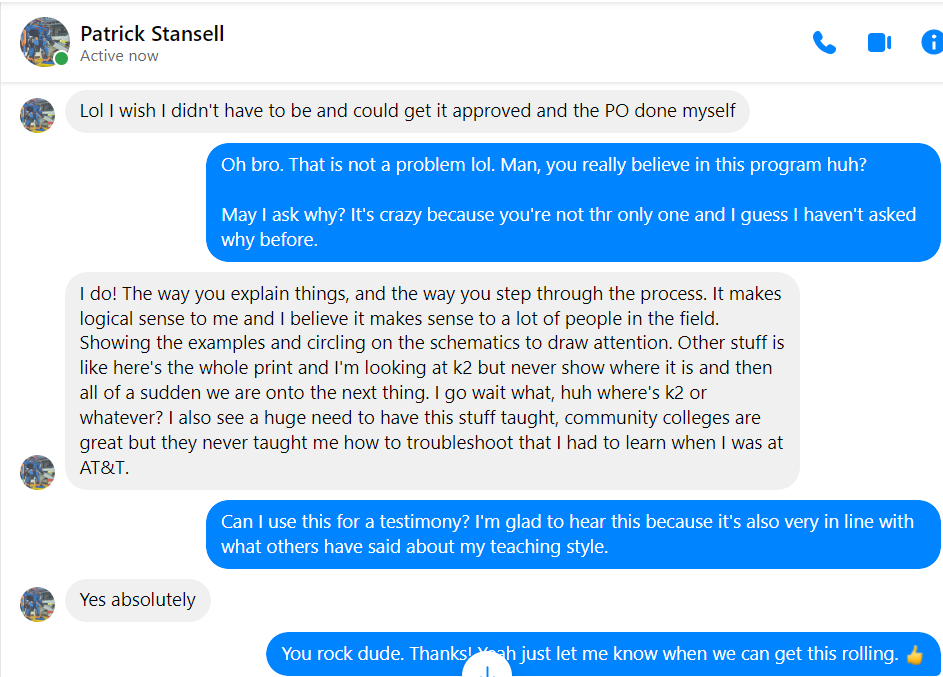 Patrick Stansell — the way you step through the process makes logical sense